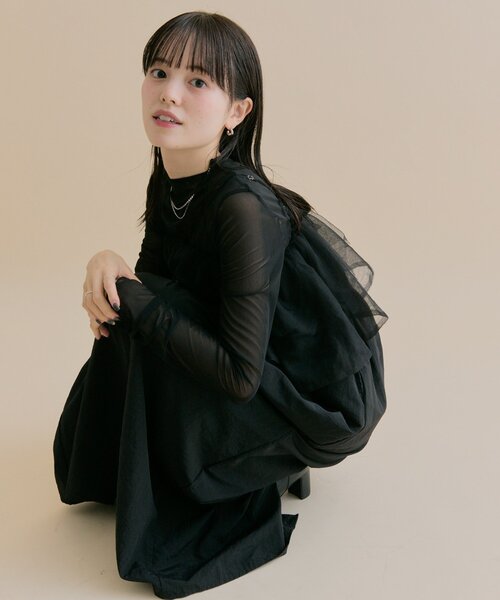 セール】[森川企画/オケージョンアイテム]チュールキャミワンピースSET