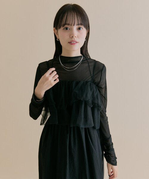 mystic 森川企画　チュールキャミワンピースSET ブラック　サイズ2 セール】[森川企画/オケージョンアイテム]チュールキャミワンピースSET