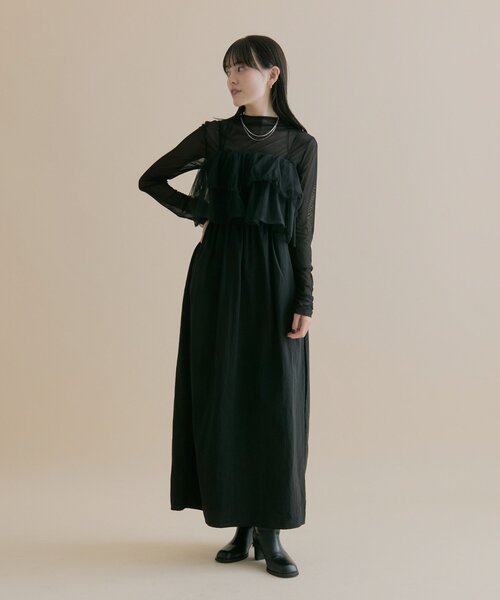 mystic（ミスティック）の「[森川企画/オケージョンアイテム]チュールキャミワンピースSET（ワンピース・レディース・ブラック/アイボリー・2/1）」の22枚目の写真