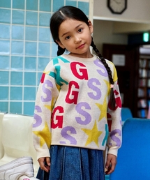 X-girl Stages | 【TBSドラマ フェイクマミー 着用アイテム】ロゴ総柄ニットプルオーバー(ニット/セーター)