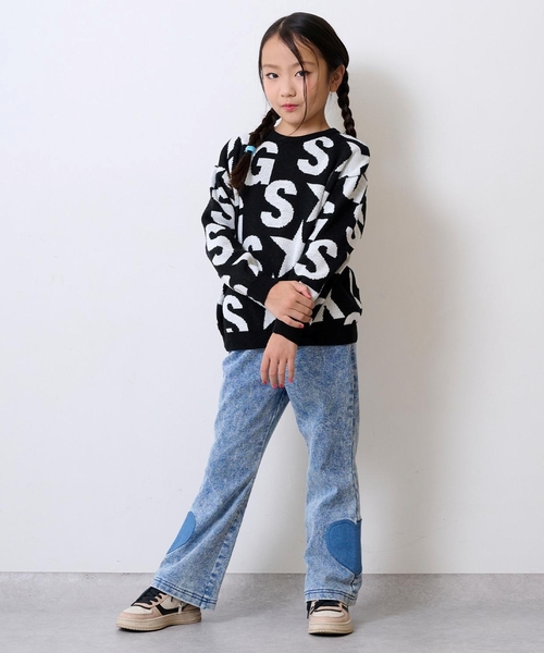 X-girl Stages（エックスガールステージス）の「【TBSドラマ フェイクマミー 着用アイテム】ロゴ総柄ニットプルオーバー（ニット/セーター・キッズ・ブラック/アイボリー・140cm/110cm/130cm/120cm/90cm/100cm）」の13枚目の写真