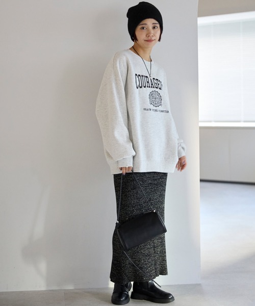 pocket（ポケット）の「カレッジロゴ刺繍プルオーバー（スウェット・レディース・ライトグレー/チャコールグレー・FREE）」の8枚目の写真