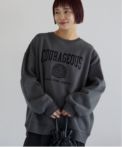 pocket（ポケット）の「カレッジロゴ刺繍プルオーバー（スウェット・レディース・ライトグレー/チャコールグレー・FREE）」の16枚目の写真