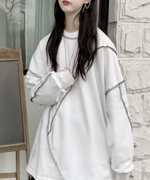 Flugge(フラッジー)の「アウトステッチ長袖トップス(その他トップス・レディース・ブラック/ホワイト・LARGE/MEDIUM)」の2枚目の写真