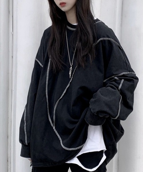 Flugge(フラッジー)の「アウトステッチ長袖トップス(その他トップス・レディース・ブラック/ホワイト・LARGE/MEDIUM)」の1枚目の写真