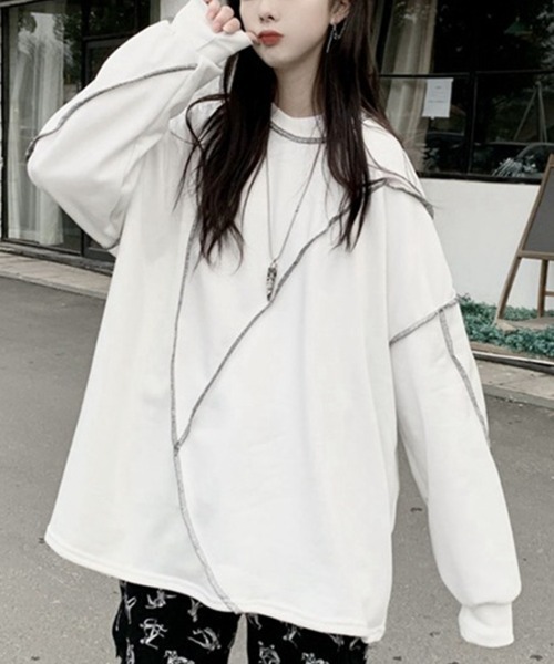 Flugge(フラッジー)の「アウトステッチ長袖トップス(その他トップス・レディース・ブラック/ホワイト・LARGE/MEDIUM)」の3枚目の写真