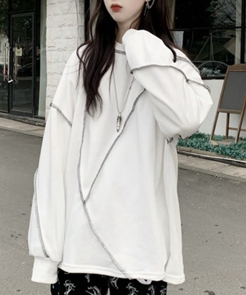 Flugge(フラッジー)の「アウトステッチ長袖トップス(その他トップス・レディース・ブラック/ホワイト・LARGE/MEDIUM)」の5枚目の写真