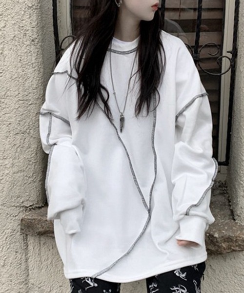 Flugge(フラッジー)の「アウトステッチ長袖トップス(その他トップス・レディース・ブラック/ホワイト・LARGE/MEDIUM)」の6枚目の写真