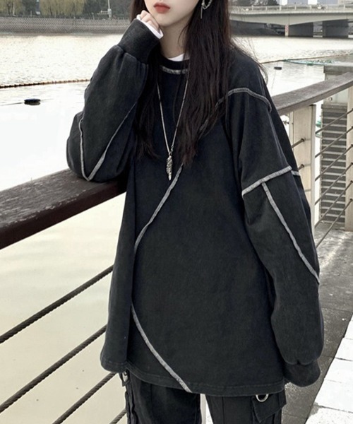 Flugge(フラッジー)の「アウトステッチ長袖トップス(その他トップス・レディース・ブラック/ホワイト・LARGE/MEDIUM)」の8枚目の写真