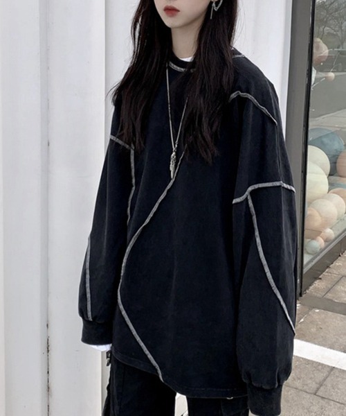 Flugge(フラッジー)の「アウトステッチ長袖トップス(その他トップス・レディース・ブラック/ホワイト・LARGE/MEDIUM)」の9枚目の写真