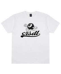 8ブラックボールロゴホワイトブラック半袖Tシャツ