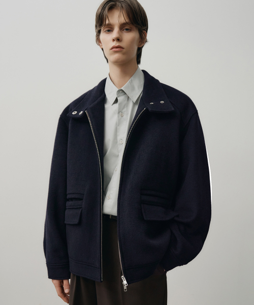 DRAW FIT（ドローフィット）の「ウールヘリングトンアラインジャケット [D.NAVY]（ブルゾン・メンズ・その他・MEDIUM/LARGE/X-LARGE）」の2枚目の写真