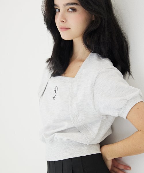 AWESOME STUDIO（オーサムスタジオ）の「半袖ボレロレイヤードスウェットシャツホワイトグレー（Tシャツ/カットソー・レディース・その他・FREE）」の5枚目の写真