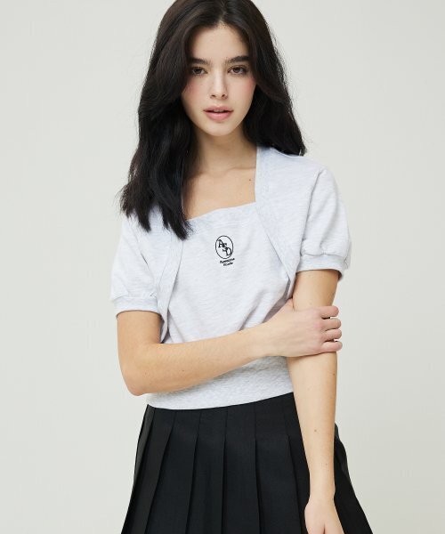 AWESOME STUDIO（オーサムスタジオ）の「半袖ボレロレイヤードスウェットシャツホワイトグレー（Tシャツ/カットソー・レディース・その他・FREE）」の6枚目の写真