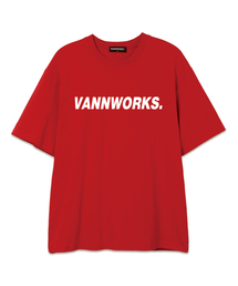 ベーシックロゴVER.2オーバーサイズ半袖Tシャツ(VS0105)レッド/ホワイト