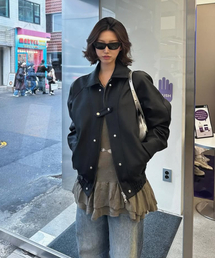SETUP-EXE（セットアップイーエックスイー）の「STUDDED BOMBER JACKET / BLACK（ライダースジャケット）」