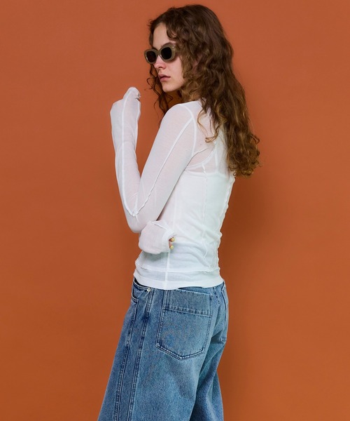 MAISON SPECIAL(メゾンスペシャル)の「Henley Neck Top/ヘンリーネックシアートップ(Tシャツ/カットソー・レディース・グリーン/ホワイト/ブルー/ブラック・FREE)」の10枚目の写真