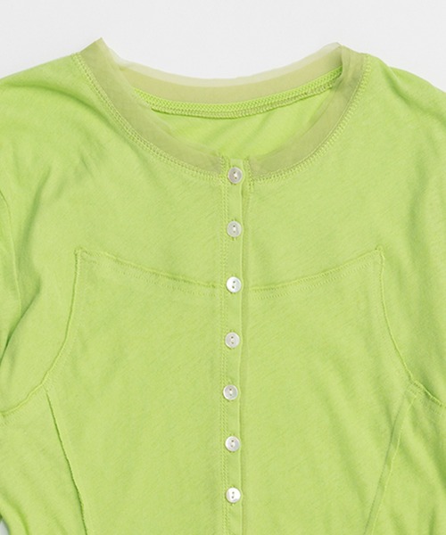 MAISON SPECIAL(メゾンスペシャル)の「Henley Neck Top/ヘンリーネックシアートップ(Tシャツ/カットソー・レディース・グリーン/ホワイト/ブルー/ブラック・FREE)」の18枚目の写真