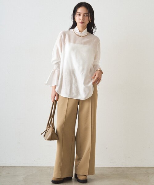 LOUNGEDRESS(ラウンジドレス)の「《オフィスカジュアル》シアーハイネックブラウス(シャツ/ブラウス・レディース・オフホワイト/ブラック・FREE)」の3枚目の写真