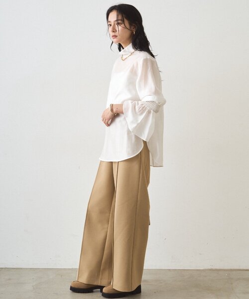 LOUNGEDRESS(ラウンジドレス)の「《オフィスカジュアル》シアーハイネックブラウス(シャツ/ブラウス・レディース・オフホワイト/ブラック・FREE)」の5枚目の写真