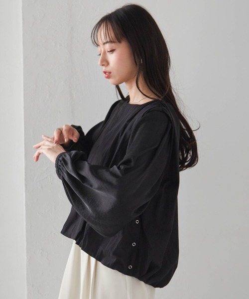 RANAN(ラナン)の「2WAYギャザーバルーンブラウス(シャツ/ブラウス・レディース・アイボリー/ブラック・L/LL/M)」の11枚目の写真