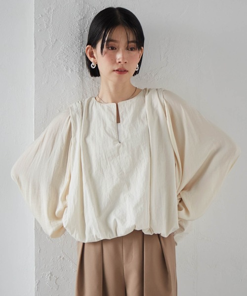 RANAN(ラナン)の「2WAYギャザーバルーンブラウス(シャツ/ブラウス・レディース・アイボリー/ブラック・L/LL/M)」の21枚目の写真