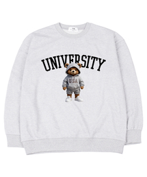 USAユニバーシティ オーバーサイズ スウェット Tシャツ ライトグレー [裏起毛]