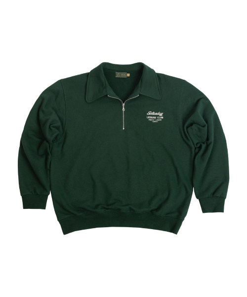 SATURDAY LEISURE CLUB(サタデーレジャークラブ)の「Saturday Leisure Club Logo Leisure Half Zip-Up Sweatshirt(Unisex) - Green(スウェット・メンズ・その他・MEDIUM/LARGE/X-LARGE)」の1枚目の写真