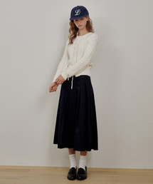 Midi Pleated Skirt Navy