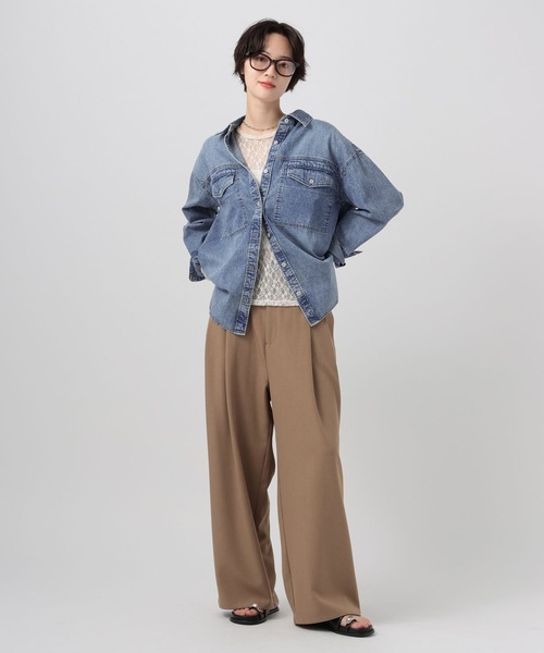 BAYFLOW（ベイフロー）の「[アウター感覚で羽織れる]デニムワークシャツ（シャツ/ブラウス・レディース・ライトブルー/インディゴブルー・FREE）」の20枚目の写真