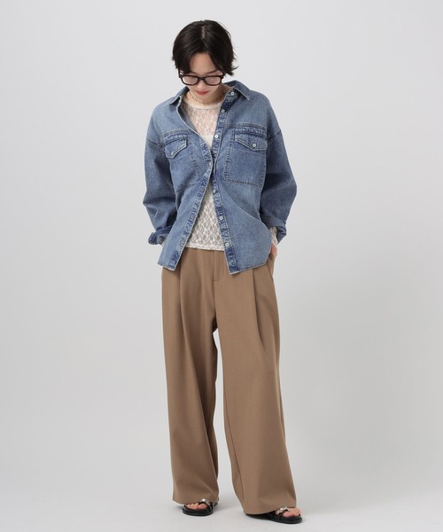 BAYFLOW（ベイフロー）の「[アウター感覚で羽織れる]デニムワークシャツ（シャツ/ブラウス・レディース・ライトブルー/インディゴブルー・FREE）」の21枚目の写真
