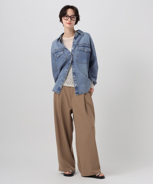 BAYFLOW（ベイフロー）の「[アウター感覚で羽織れる]デニムワークシャツ（シャツ/ブラウス・レディース・ライトブルー/インディゴブルー・FREE）」の22枚目の写真