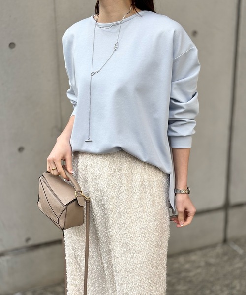 Emma Taylor(エマテイラー)の「ライトダンボールバイカラージッププルオーバー(Tシャツ/カットソー・レディース・ライトベージュ/サックスブルー/ブラック/ホワイト・FREE)」の4枚目の写真