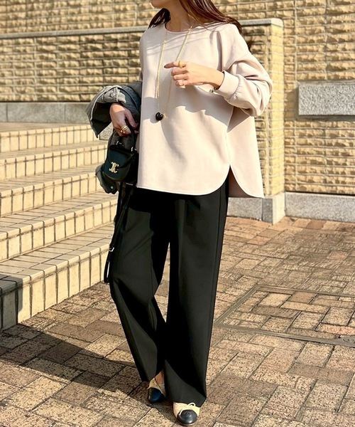 Emma Taylor(エマテイラー)の「ライトダンボールバイカラージッププルオーバー(Tシャツ/カットソー・レディース・ライトベージュ/サックスブルー/ブラック/ホワイト・FREE)」の16枚目の写真
