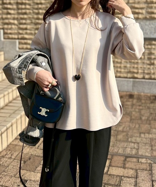 Emma Taylor(エマテイラー)の「ライトダンボールバイカラージッププルオーバー(Tシャツ/カットソー・レディース・ライトベージュ/サックスブルー/ブラック/ホワイト・FREE)」の21枚目の写真
