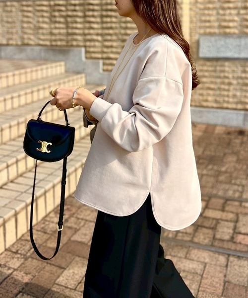 Emma Taylor(エマテイラー)の「ライトダンボールバイカラージッププルオーバー(Tシャツ/カットソー・レディース・ライトベージュ/サックスブルー/ブラック/ホワイト・FREE)」の12枚目の写真