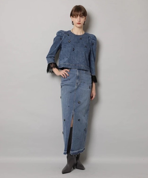 CADUNE（カデュネ）の「ビジュー付きタイトスカート（スカート・レディース・ブルー/ネイビー・36/38/34）」の11枚目の写真