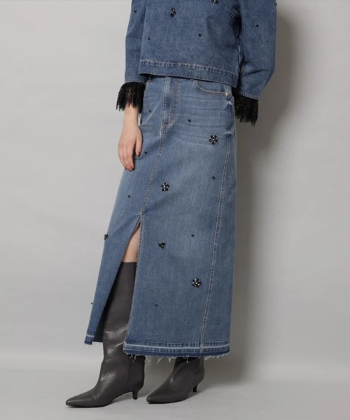 CADUNE（カデュネ）の「ビジュー付きタイトスカート（スカート・レディース・ブルー/ネイビー・36/38/34）」の14枚目の写真