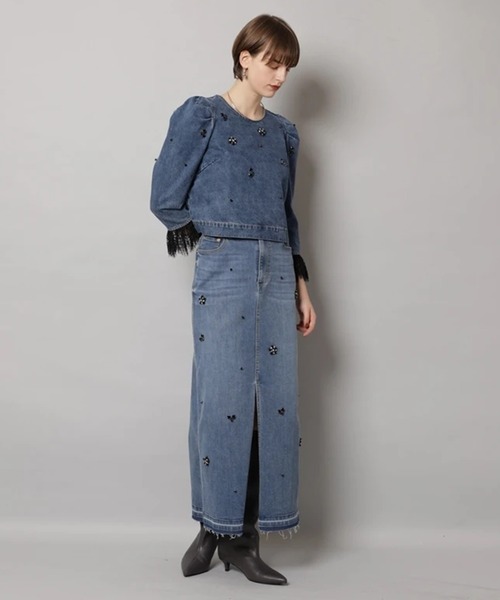 CADUNE（カデュネ）の「ビジュー付きタイトスカート（スカート・レディース・ブルー/ネイビー・36/38/34）」の16枚目の写真