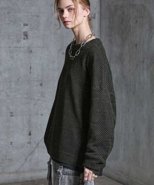 SERACE(セラス)の「【SERACE】Loose glitter mesh sheer knit / ルーズラメメッシュシアーニット(ニット/セーター・メンズ・ブラック/ダークブルー/グレー・S/L/M)」の4枚目の写真
