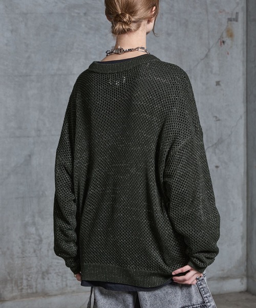 SERACE(セラス)の「【SERACE】Loose glitter mesh sheer knit / ルーズラメメッシュシアーニット(ニット/セーター・メンズ・ブラック/ダークブルー/グレー・S/L/M)」の5枚目の写真
