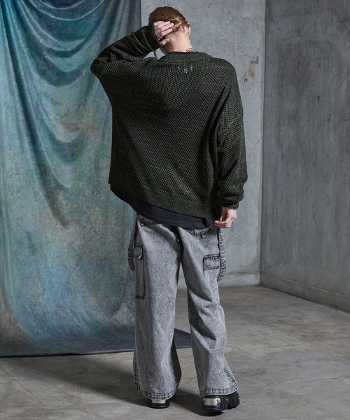 SERACE(セラス)の「【SERACE】Loose glitter mesh sheer knit / ルーズラメメッシュシアーニット(ニット/セーター・メンズ・ブラック/ダークブルー/グレー・S/L/M)」の8枚目の写真