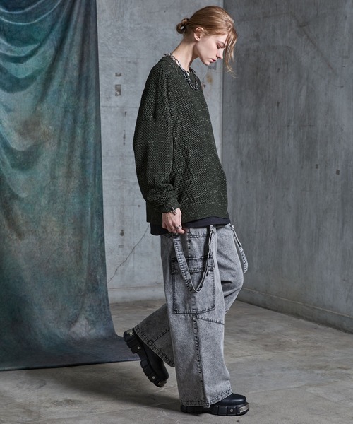 SERACE(セラス)の「【SERACE】Loose glitter mesh sheer knit / ルーズラメメッシュシアーニット(ニット/セーター・メンズ・ブラック/ダークブルー/グレー・S/L/M)」の9枚目の写真