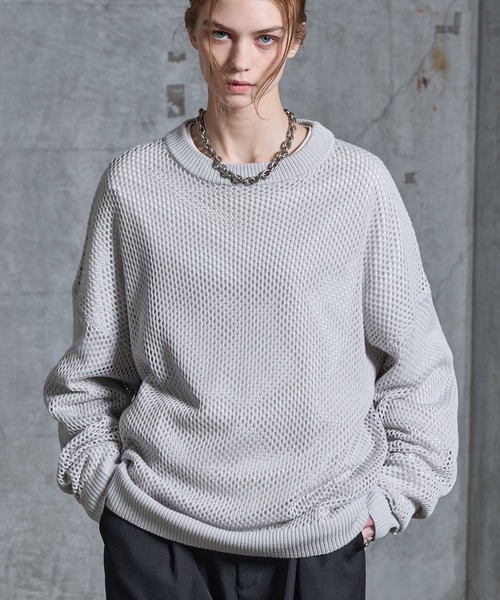 SERACE(セラス)の「【SERACE】Loose glitter mesh sheer knit / ルーズラメメッシュシアーニット(ニット/セーター・メンズ・ブラック/ダークブルー/グレー・S/L/M)」の13枚目の写真