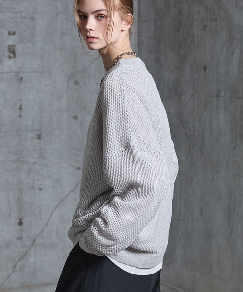 SERACE(セラス)の「【SERACE】Loose glitter mesh sheer knit / ルーズラメメッシュシアーニット(ニット/セーター・メンズ・ブラック/ダークブルー/グレー・S/L/M)」の15枚目の写真