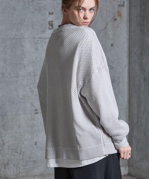 SERACE(セラス)の「【SERACE】Loose glitter mesh sheer knit / ルーズラメメッシュシアーニット(ニット/セーター・メンズ・ブラック/ダークブルー/グレー・S/L/M)」の18枚目の写真