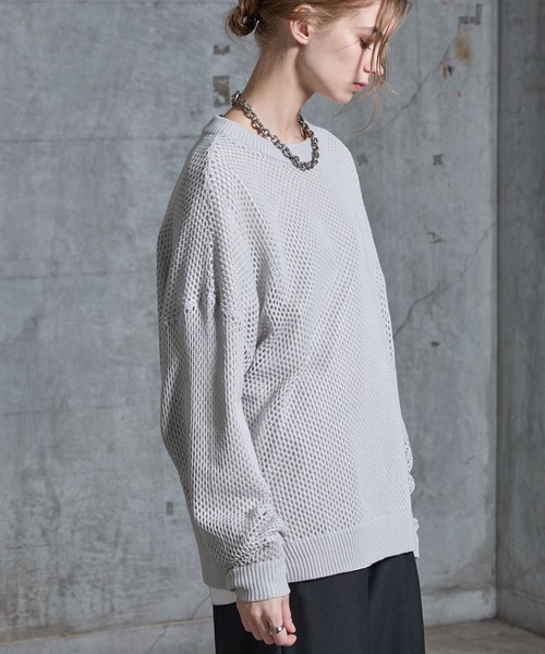 SERACE(セラス)の「【SERACE】Loose glitter mesh sheer knit / ルーズラメメッシュシアーニット(ニット/セーター・メンズ・ブラック/ダークブルー/グレー・S/L/M)」の19枚目の写真