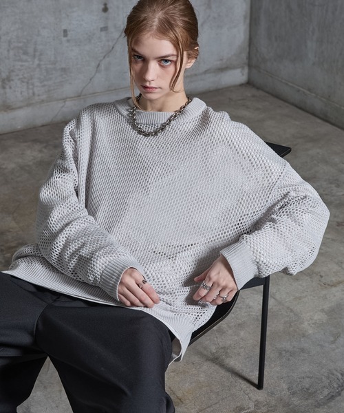 SERACE(セラス)の「【SERACE】Loose glitter mesh sheer knit / ルーズラメメッシュシアーニット(ニット/セーター・メンズ・ブラック/ダークブルー/グレー・S/L/M)」の21枚目の写真
