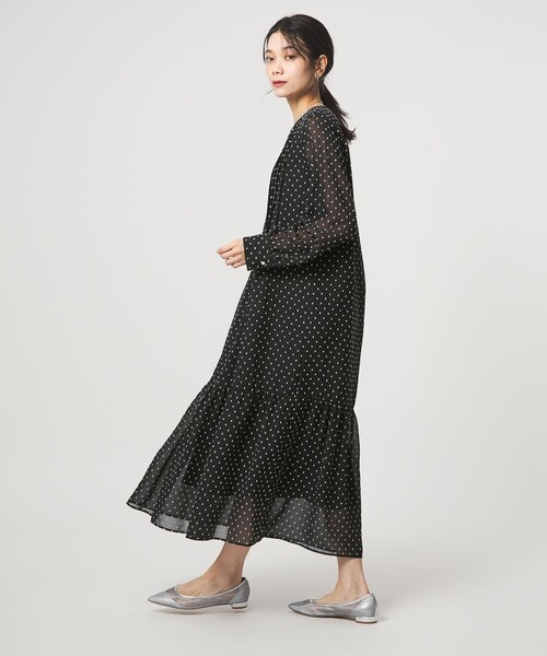 ドット シアー ティアード ワンピース（ワンピース）｜green label