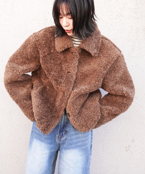 gossara（ゴサラ）の「【売れ筋アイテム】ボアテディジャケット（その他アウター・レディース・ブラウン/アイボリー/グレイッシュベージュ・FREE）」の14枚目の写真